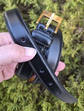 Lauren Ralph Lauren Black Leather Plaque Belt Medium NWOT